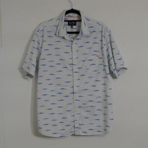 Salt Life Mens Shirt XL White Blue Fish Print Coastal SLM30200 Salty Nautical